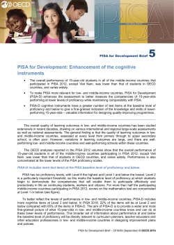 PISA for Development: Enhancement of the cognitive