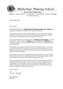 16 November 2016 Dear Parents Open Night takes place on