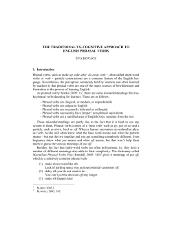 the traditional vs. cognitive approach to english phrasal verbs