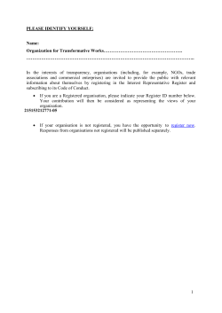 PLEASE IDENTIFY YOURSELF: Name: Organization for
