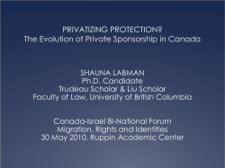 The Evolution of Private Sponsorship in Canada