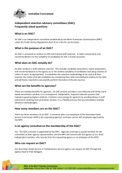 ISAC FAQs for agencies - Merit Protection Commissioner