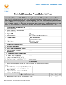 Nitric Acid Production Project Submittal Form
