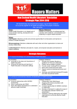 New Zealand Health Educators` Asociation Strategic Plan 2014