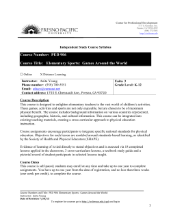 PED 906 Course Title: Elementary Sports: Games Around the World
