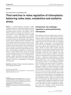 Thiol switches in redox regulation of chloroplasts