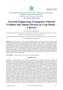 Towards Engineering Transgenics Tolerant To Biotic and