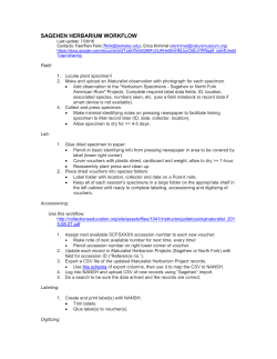 Sagehen Herbarium Workflow Last update: 7/29/16 Contacts