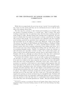 On the Centrality of Linear Algebra in the Curriculum