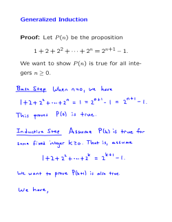 Generalized Induction Proof: Let P(n) be the proposition 1+2+2 +