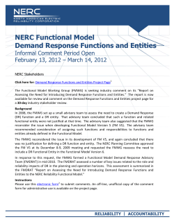NERC Functional Model Demand Response Functions and Entities
