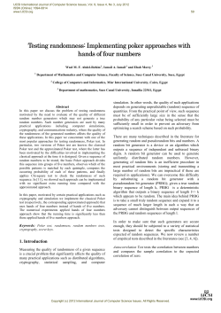 Testing randomness - International Journal of Computer Science