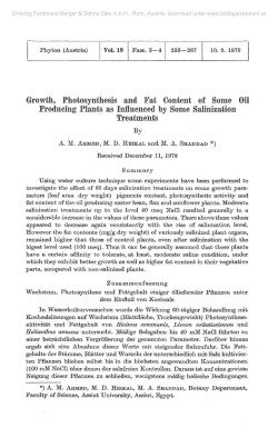 Growth, Photosynthesis and Fat Content of Some Oil