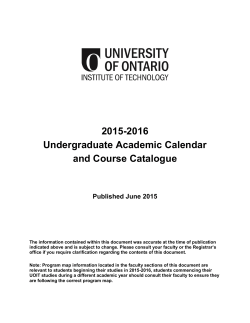 2015-2016 Undergraduate Academic Calendar and Course