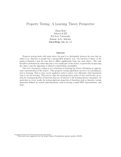 Property Testing: A Learning Theory Perspective