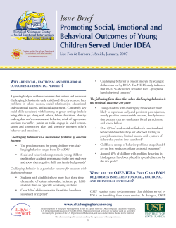 Issue Brief: Promoting Social, Emotional and Behavioral Outcomes