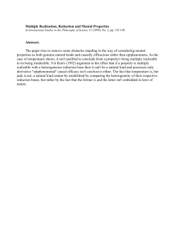 Multiple Realization, Reduction and Mental Properties