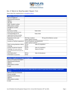 Radiation Room Request Form