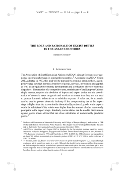 the role and rationale of excise duties in the asean countries