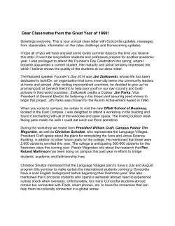 Dear Classmates from the Great Year of 1960!