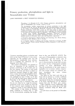 Primary production, phytoplankton and light in Straumsbukta near
