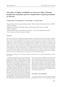 The effect of light availability on leaf area index, biomass production