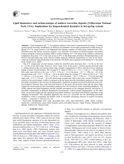 Lipid biomarkers and carbon-isotopes of modern travertine deposits