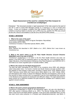 Rapid Assessment of the need for a detailed Pest Risk Analysis for