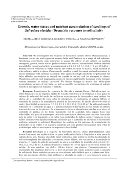 Growth, water status and nutrient accumulation of seedlings of