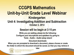 CCGPS Mathematics Unit-by-Unit Grade Level Webinar
