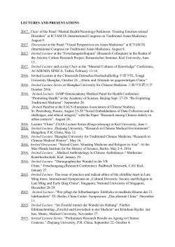 Lectures and Presentations - Chinazentrum Kiel