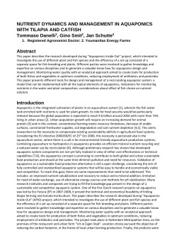 NUTRIENT DYNAMICS AND MANAGEMENT IN