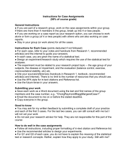 Instructions for Case Assignments (50% of course grade) General