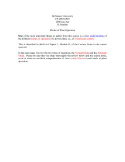 Modes of Plant Operation