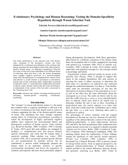 Evolutionary Psychology and Human Reasoning: Testing the