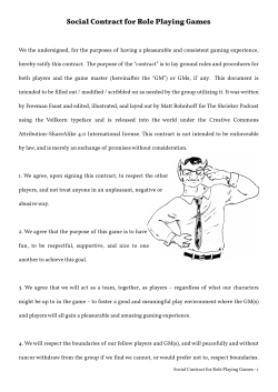 Social Contract for Role Playing Games