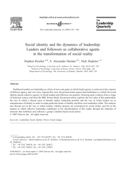 Social identity and the dynamics of leadership