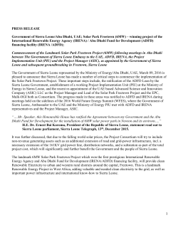 Government of Sierra Leone/Abu Dhabi, UAE