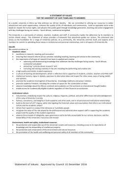 Statement of Values - University of Cape Town