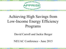 Achieving High Savings from Low-Income Energy Efficiency Programs