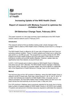 Increasing Uptake of the NHS Health Check in Medway