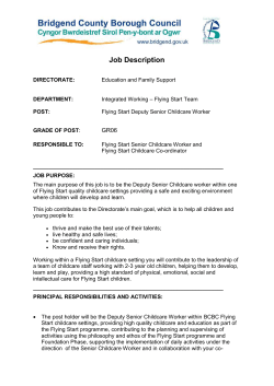 Person Specification Deputy Senior Childcare Worker