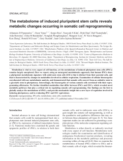 The metabolome of induced pluripotent stem cells reveals metabolic