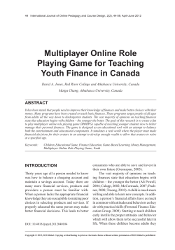 Multiplayer Online Role Playing Game for Teaching Youth Finance