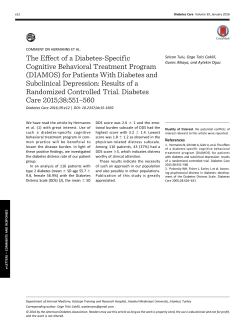The Effect of a Diabetes-Specific Cognitive