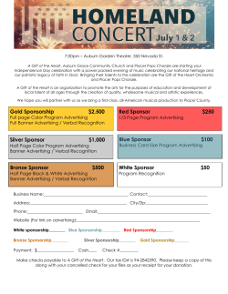 Gold Sponsorship $2,500 White Sponsor $50 Silver Sponsor $1,000