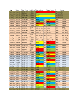 Day Date Start Time End Time Home Team Away Team Format