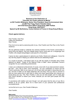 Honourable Secretary, dear Florinda Chan