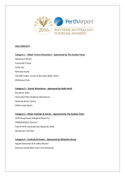 2016 FINALISTS Category 1 – Major Tourist Attractions – Sponsored