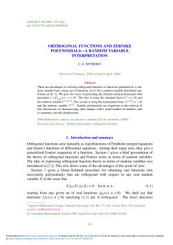 orthogonal functions and zernike polynomials&mdash;a random variable